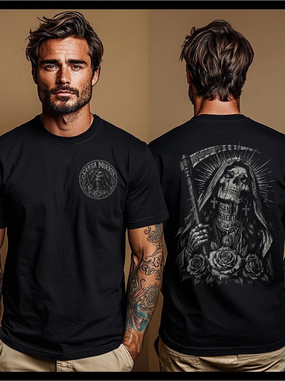 Black Graphic Short-Sleeve Men’s Shirt